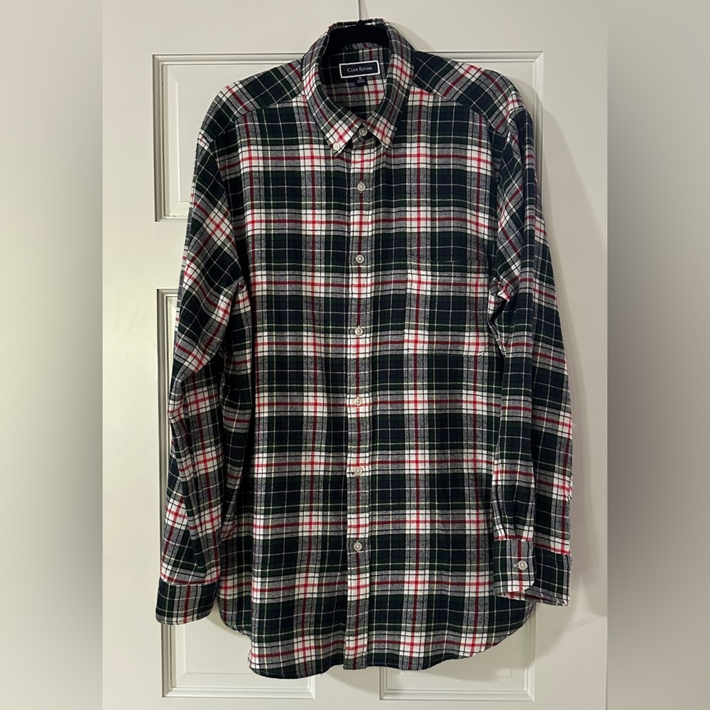 Men’s Flannel Long Sleeve Plaid Shirt, Size XL, Club Room, Never Worn,Has Pocket